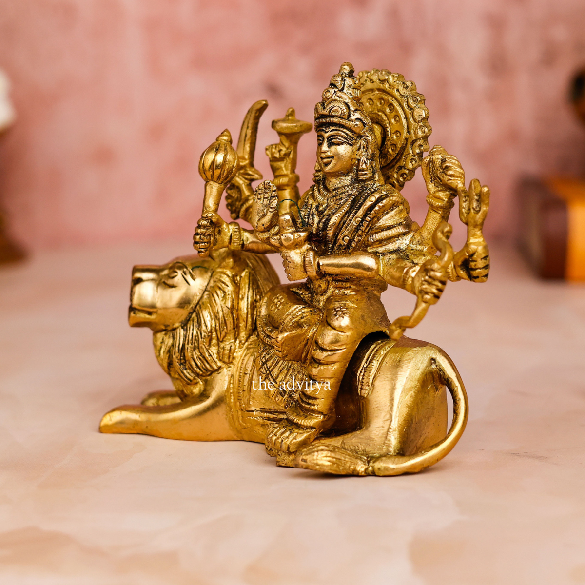 Durga Murti Sitting on Seated Lion