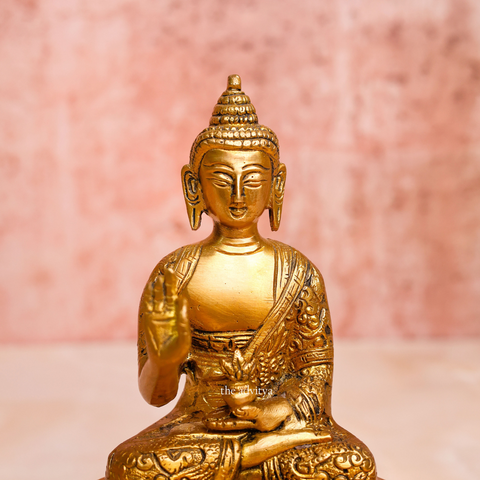 Brass Handcarved Blessing Buddha Statue