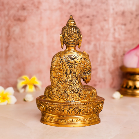 Brass Handcarved Blessing Buddha Statue