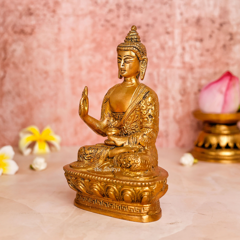 Brass Handcarved Blessing Buddha Statue