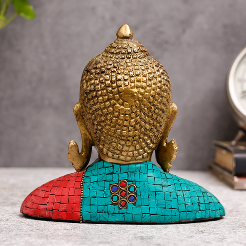 Brass Tibet Buddha Sculpture With Stone Work