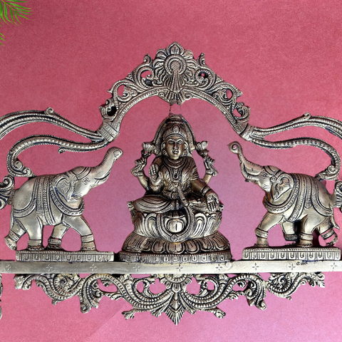 Brass Gaj Laxmi Wall Hanging Plate