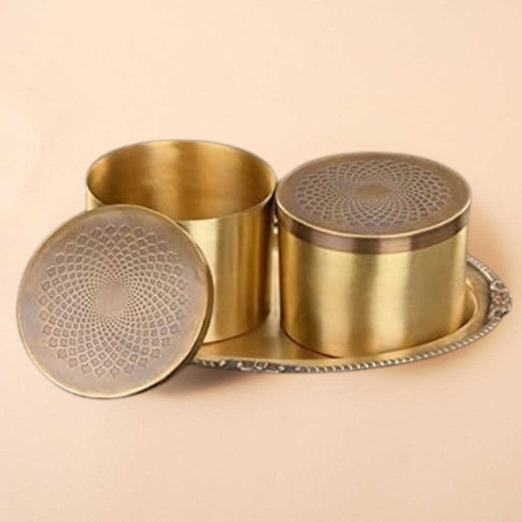 Brass Serving Boxes with Tray