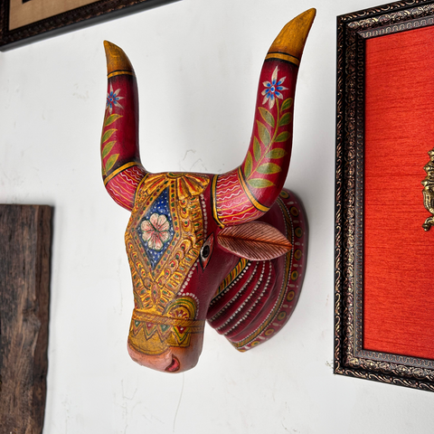 Patachitra Handpainted Wooden Cow Head