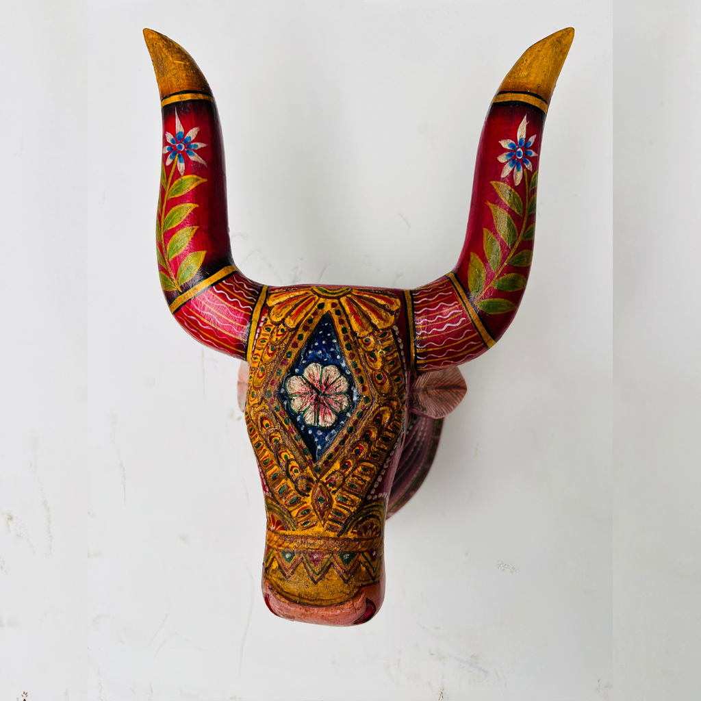 Patachitra Handpainted Wooden Cow Head