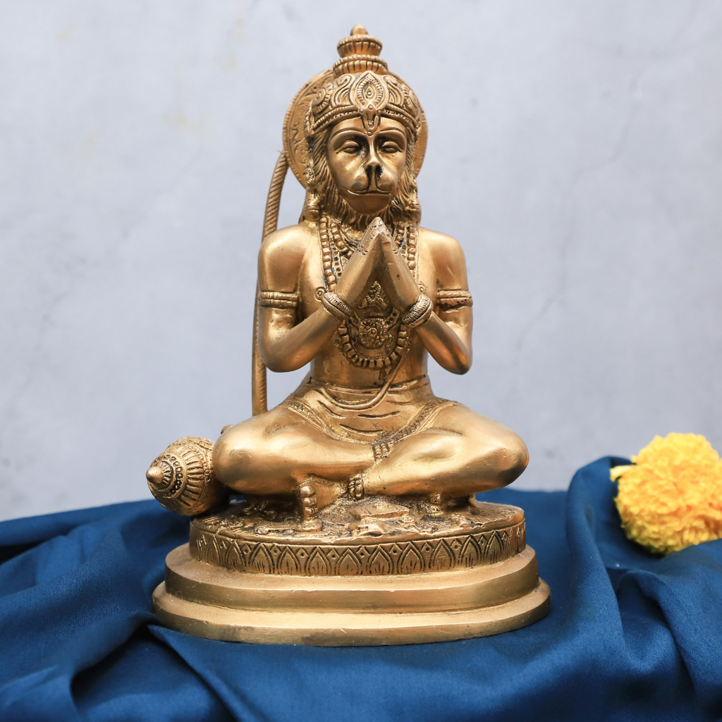 Brass Hanuman Statue in Namaskar Mudra
