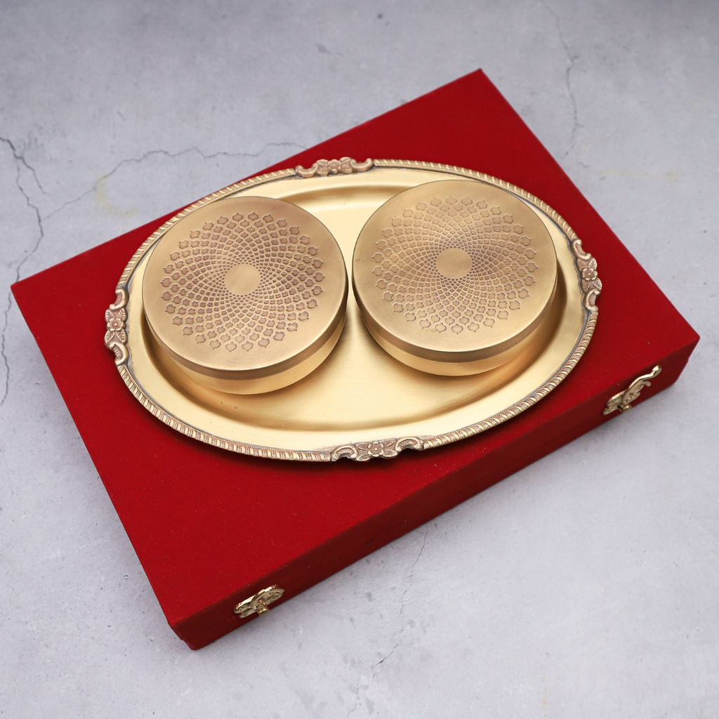 Brass Serving Boxes with Tray