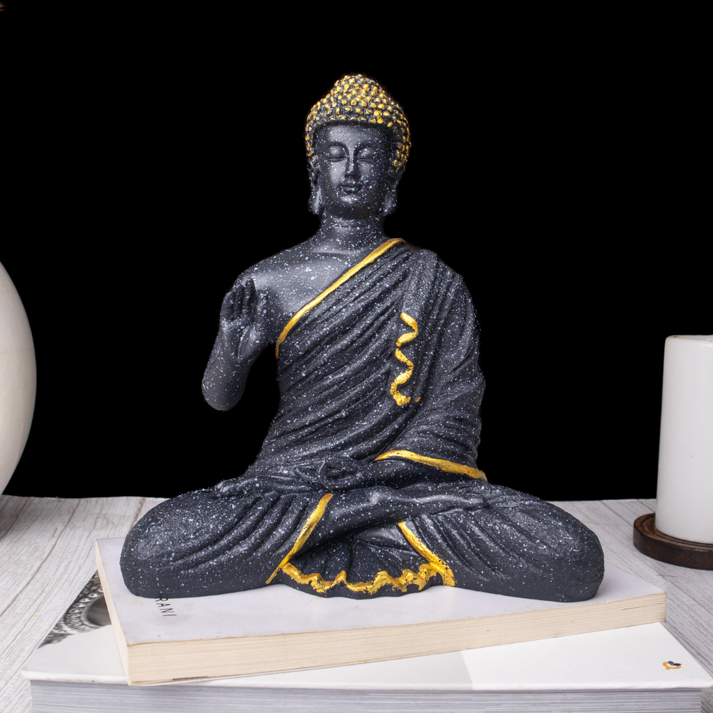 Resin Blessing Gray Buddha Statue