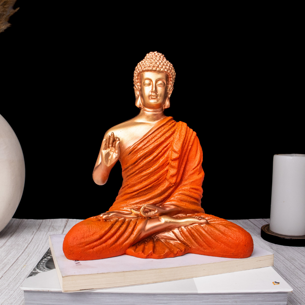 Resin Blessing Orange  Buddha Statue