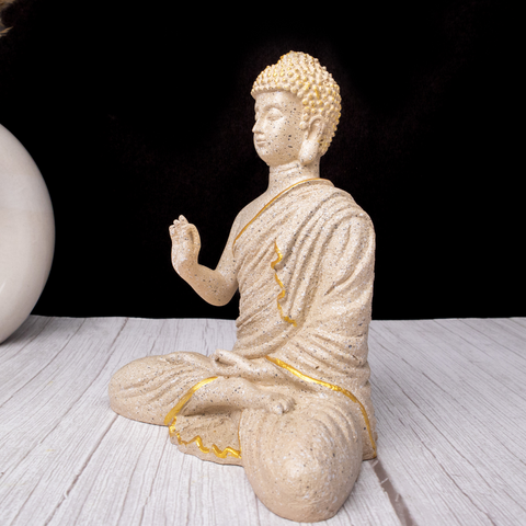 Resin Blessing Beige Buddha Statue