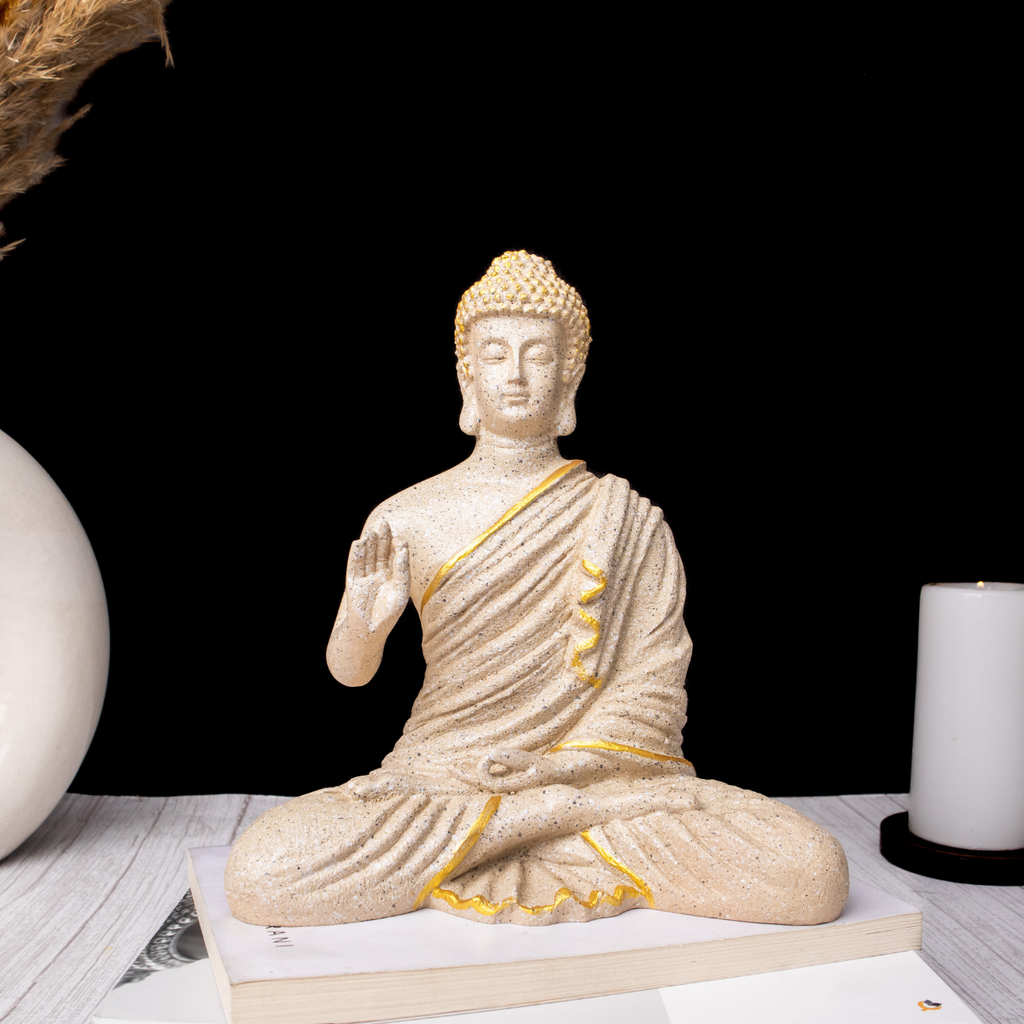 Resin Blessing Beige Buddha Statue