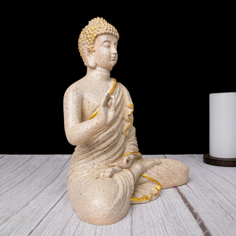 Resin Blessing Beige Buddha Statue