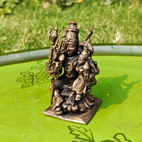 Copper Lord Shiva and Goddess Parvati Idol