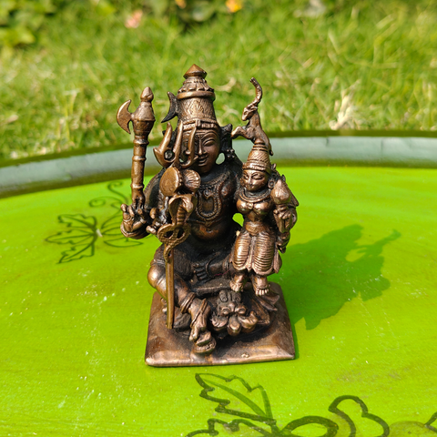 Copper Lord Shiva and Goddess Parvati Idol