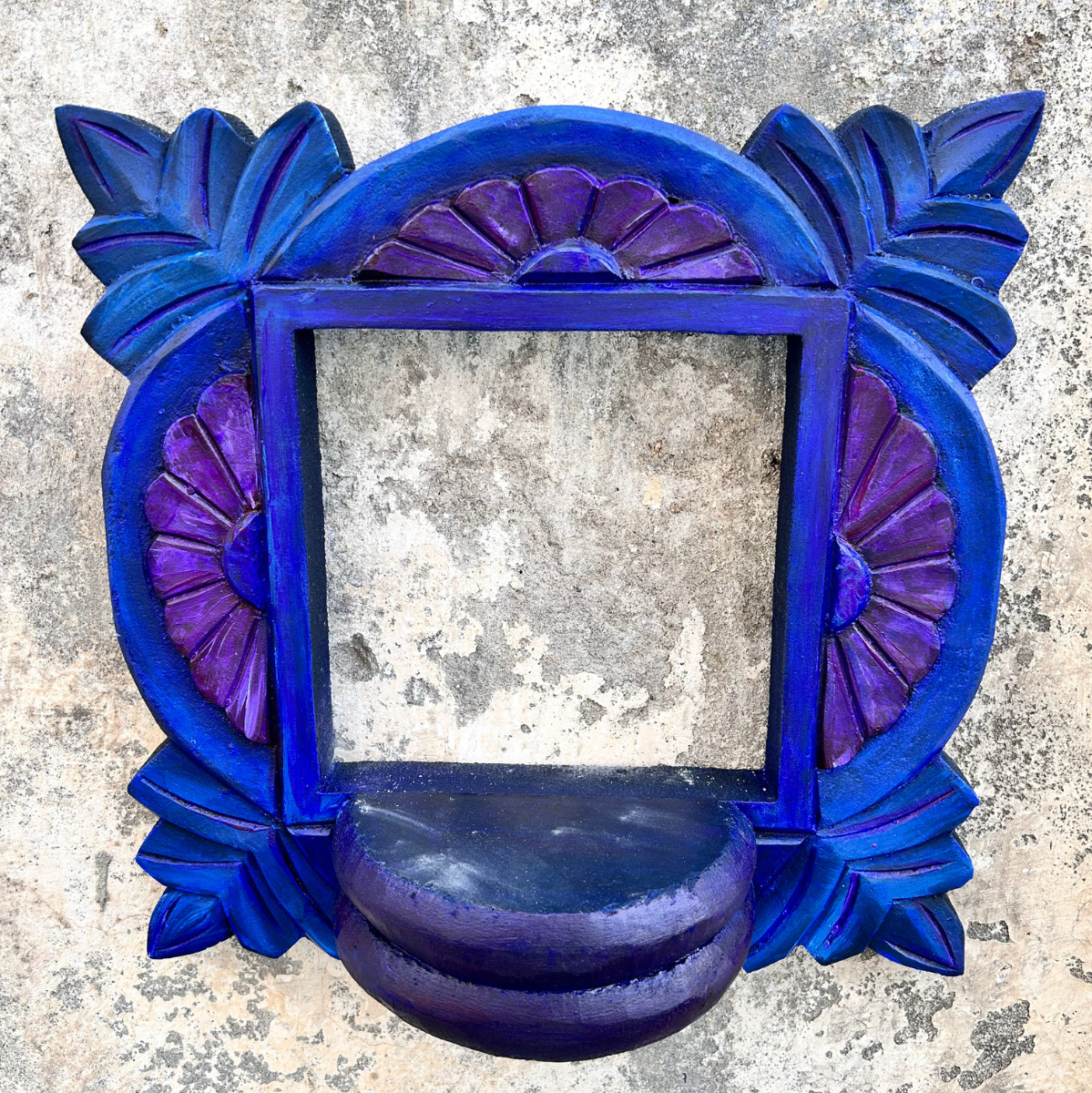 Wooden Carved Handpainted Blue Bracket