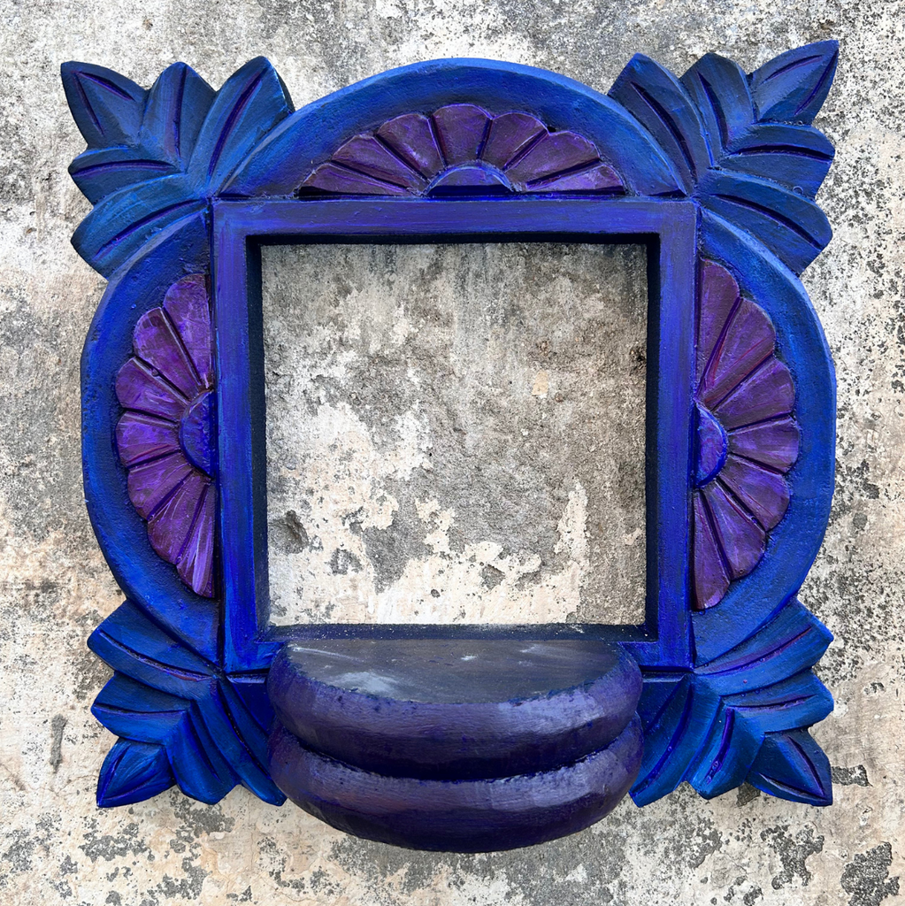 Wooden Carved Handpainted Blue Bracket