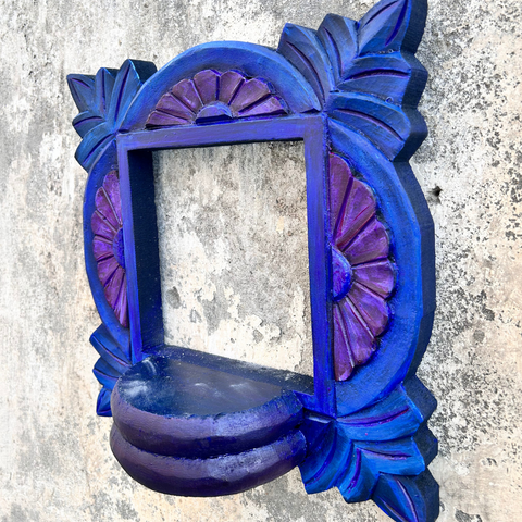 Wooden Carved Handpainted Blue Bracket