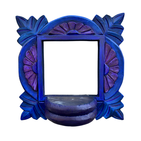 Wooden Carved Handpainted Blue Bracket