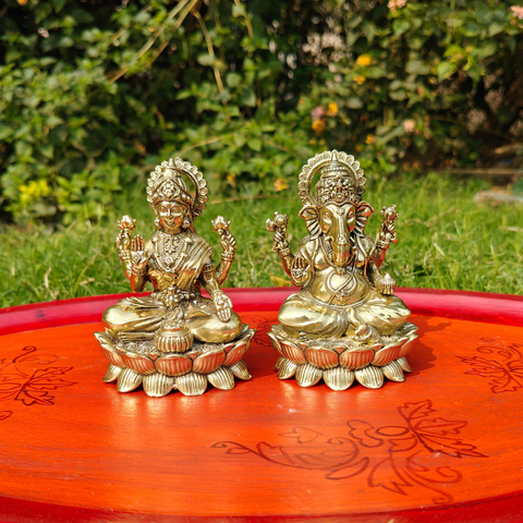 Superfine Brass Ganesh Laxmi Idol