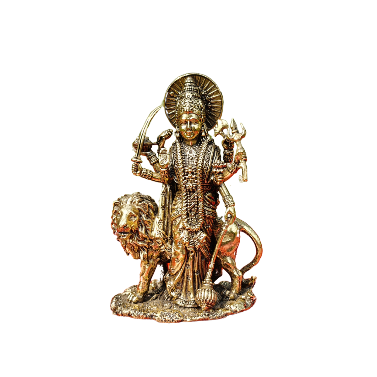Superfine Brass Durga Ji Standing On Base