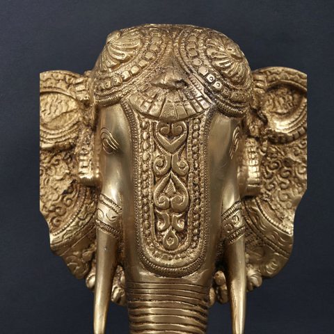 Elephant Face Brass Bell Wall-Mounted for Home and Office