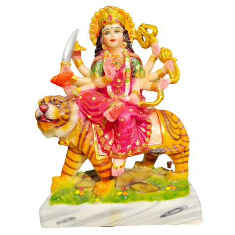 MARBLE EIGHT HANDS DURGA IDOL