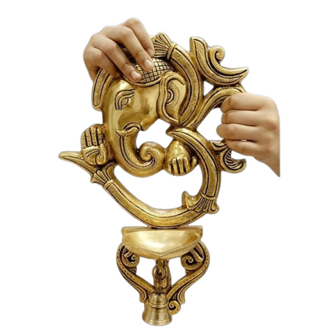 Brass OM Ganesh Face Wall Decor