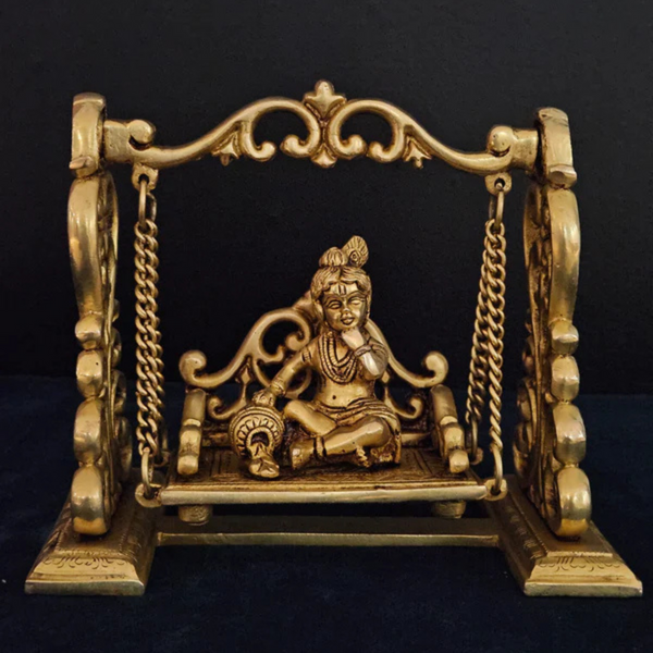 Brass Bal Gopal with Jhula - Hindu God Krishna Idol