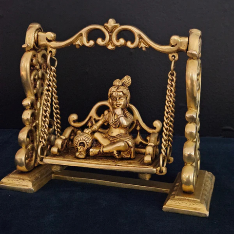 Brass Bal Gopal with Jhula - Hindu God Krishna Idol