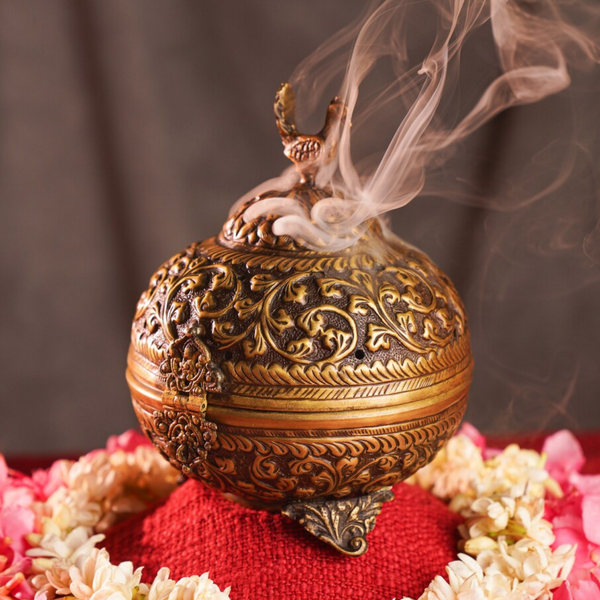 Brass Dhoona in Antique Finish as Traditional Incense Burner