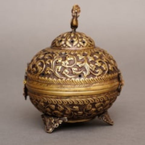 Brass Dhoona in Antique Finish as Traditional Incense Burner