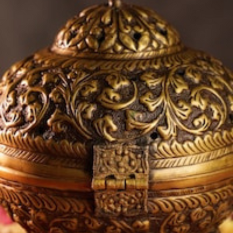 Brass Dhoona in Antique Finish as Traditional Incense Burner