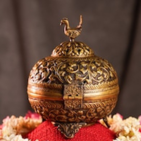 Brass Dhoona in Antique Finish as Traditional Incense Burner