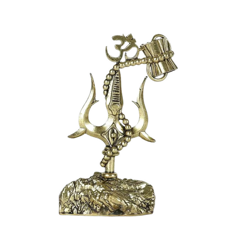 Superfine Brass Shiv Trishul with Damru and Rudraksha Garland