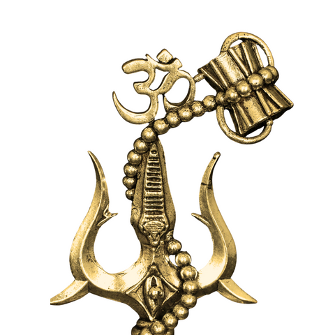 Superfine Brass Shiv Trishul with Damru and Rudraksha Garland