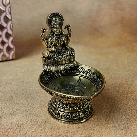 Traditional Brass Lakshmi Oil Lamp – Perfect for Vastu, Pooja & Festive Decor
