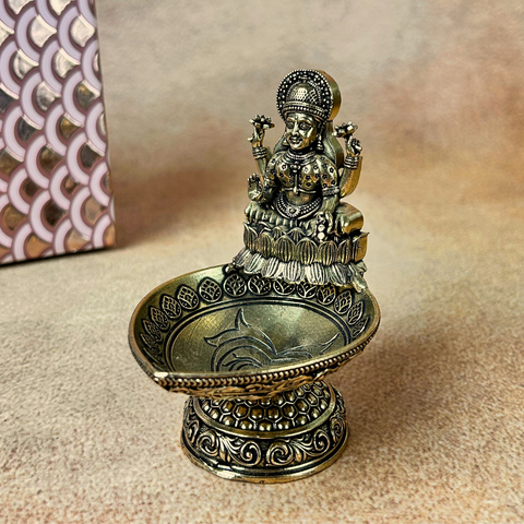 Traditional Brass Lakshmi Oil Lamp – Perfect for Vastu, Pooja & Festive Decor
