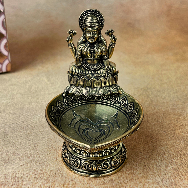 Traditional Brass Lakshmi Oil Lamp – Perfect for Vastu, Pooja & Festive Decor