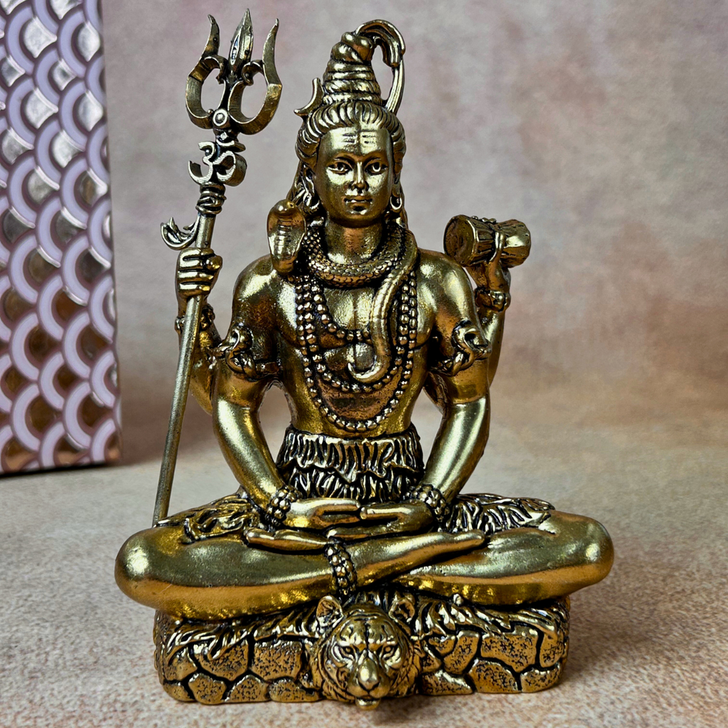 Brass Lord Shiva Statue | Meditation Pose Shiv Idol for Temple, Home & Office Decoration ( Small )