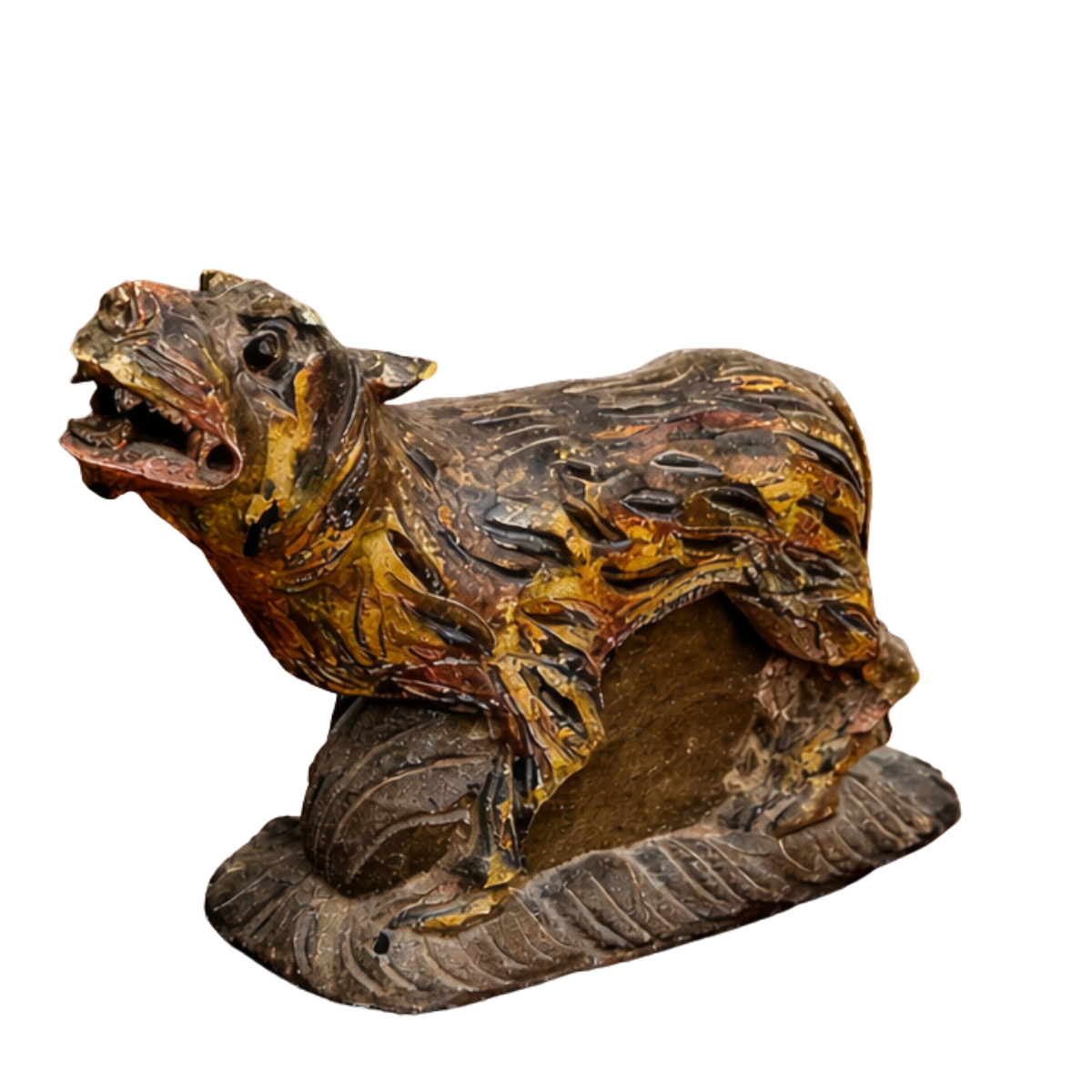 Tiger Figurine Wooden | Rustic Finish Decorative Showpiece for Home Decor | 12 Inch