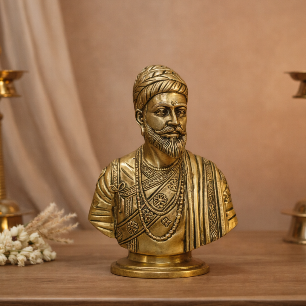 Chhatrapati Shivaji Maharaj Brass Bust Statue | 7 Inches