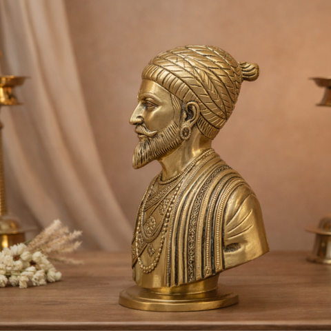 Chhatrapati Shivaji Maharaj Brass Bust Statue | 7 Inches