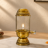 Elegant Brass Oil Akhand Jyot Diya With Adjustable Bati ( Small, 100 ml Capacity )