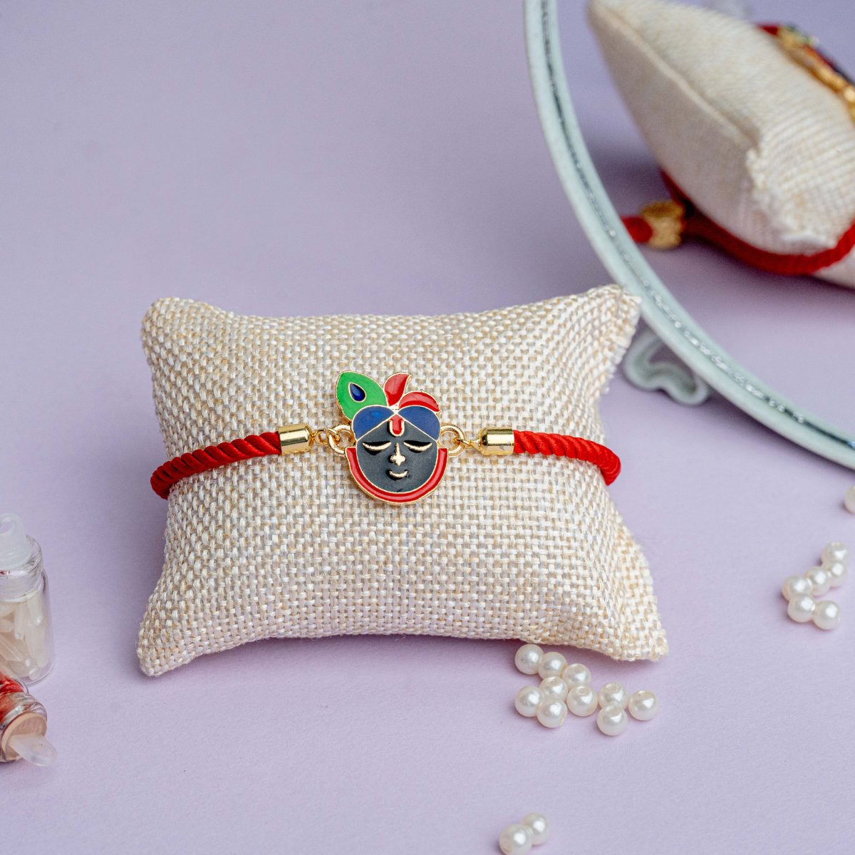 Sri Nath Ji Rakhi Adjustable for Brother With Roli Chawal