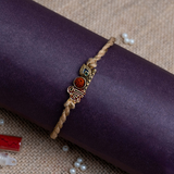 Rudraksha Shri Krishna Rakhi for Brother  (Roli + Chawal)