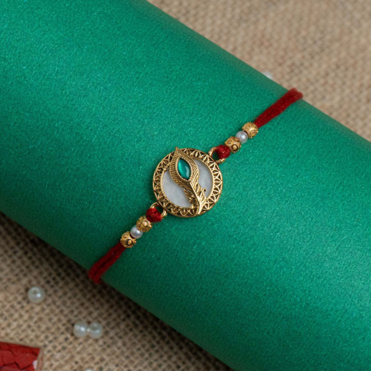 Krishna Feather Rakhi for Bhai With Roli Chawal
