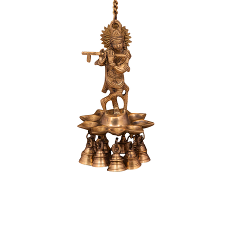 Krishna Hnaging Diya With Bell 8 inch