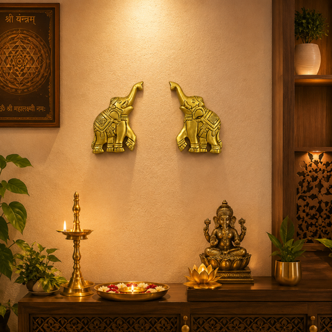 Uptrunk Elephants Brass Pair