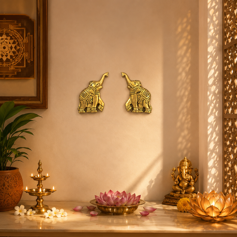 Uptrunk Elephants Brass Pair