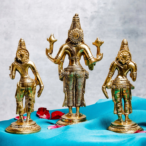 Visnhu,Nraayan,Hari,Pradyumna,Kamala-Natha,Brass Vishnu With Bhudevi & Sridevi statue